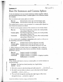Lesson 4 Run-On Sentences and .Comma Splices