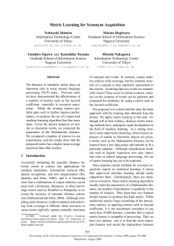 Metric Learning for Synonym Acquisition