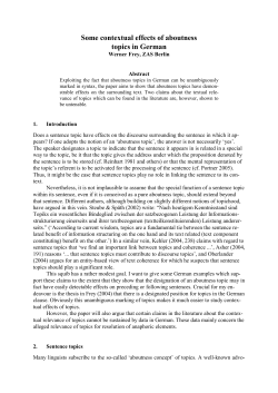 Some contextual effects of aboutness topics in German