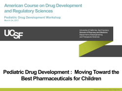 Pediatric Drug Development Moving Toward the Best