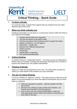 Critical Thinking &ndash; Quick Guide
