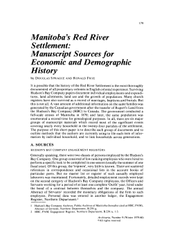 Manitoba`s Red River Settlement: Manuscript Sources