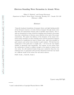 Electron Standing Wave Formation in Atomic Wires
