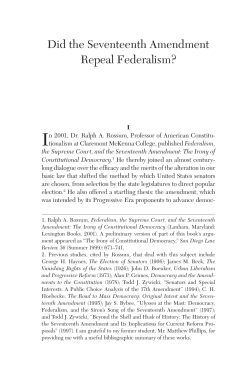 Did the Seventeenth Amendment Repeal Federalism?