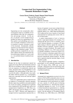 Unsupervised text segmentation using semantic