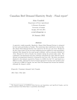 Canadian Beef Demand Elasticity Study