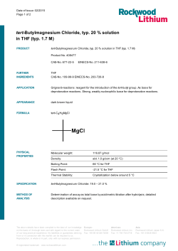 tert-Butylmagnesium Chloride, typ. 20 % solution in THF (typ. 1.7 M)