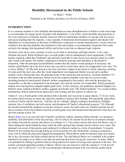 Disability harassment in the public schools by Mark C