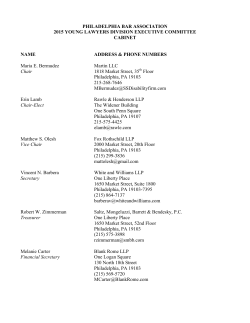PHILADELPHIA BAR ASSOCIATION 2015 YOUNG LAWYERS