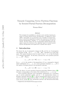 Towards computing vector partition functions by