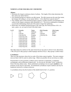 NOMENCLATURE FOR ORGANIC CHEMISTRY