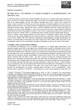 Michela Compagnoni BEYOND MYTH: THE MEMORY