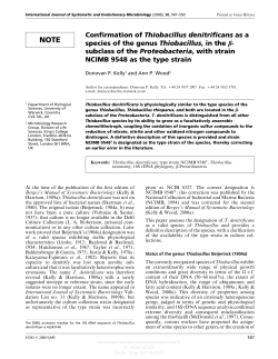 Confirmation of Thiobacillus denitrificans as a species of the genus