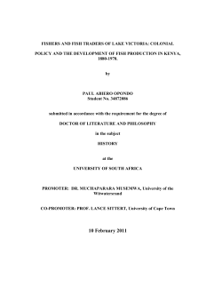 Fishermen and Fish Traders of Lake Victoria: Colonial Policy and