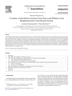 A century of dissolution research: From Noyes and Whitney to