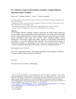 Do Voluntary Corporate Restrictions on Insider Trading Eliminate