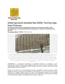 Global Agricultural Subsidies Near $500b, Favoring Large