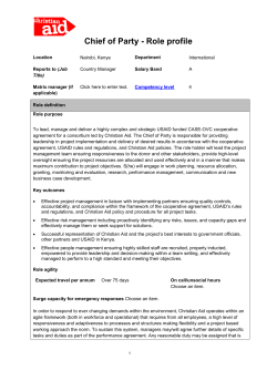 Chief of Party - Role profile - Christian Aid
