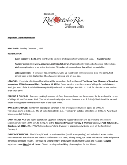 Important Event Information RACE DATE: Sunday, October 1, 2017