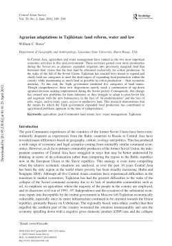 Agrarian adaptations in Tajikistan: land reform, water - CAWater-Info