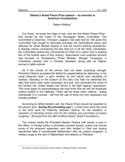 Obama`s Nobel Peace Prize speech &ndash; an exercise in American