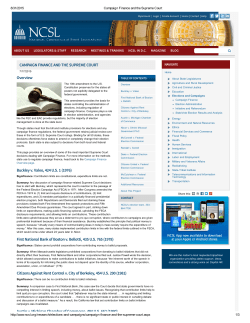 CAMPAIGN FINANCE AND THE SUPREME COURT Overview