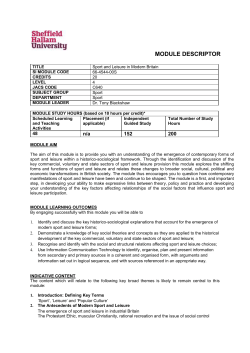 Sport and Leisure in Modern Britain