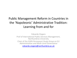 Public Management Reform in Countries in the `Napoleonic