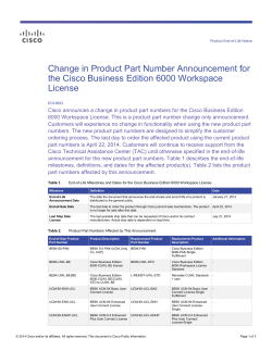 Change in Product Part Number Announcement for the Cisco