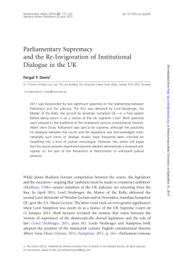 Parliamentary Supremacy and the Re-Invigoration of