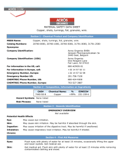 MATERIAL SAFETY DATA SHEET Copper, shots, turnings, foil