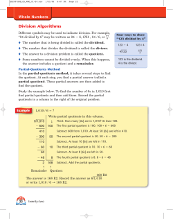 Division Algorithms - Bonny Eagle Mathematics