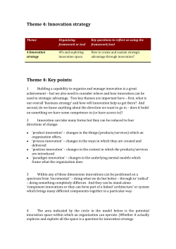 Theme 4: Innovation strategy Theme 4: Key points: