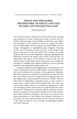 IMAGE AND DISCOURSE: THE RHETORIC OF VIRTUE AND VICE