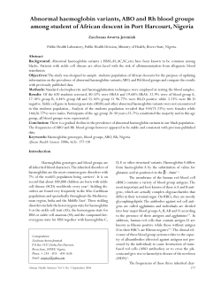 Abnormal Haemoglobin Variants, ABO and Rh Blood Groups