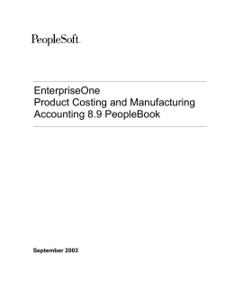 EnterpriseOne Product Costing and Manufacturing Accounting 8.9