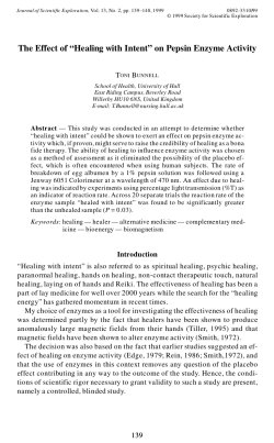 The Effect of ``Healing with Intent" on Pepsin