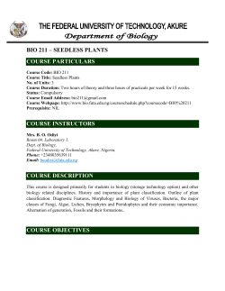 bio 211 &ndash; seedless plants course particulars course instructors