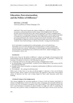 Education, Post-structuralism and the Politics of Difference