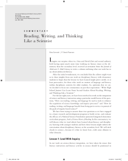 Reading, Writing, and Thinking Like a Scientist