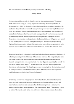 Il gusto per la maiolica istoriata nella storia del collezionismo europeo