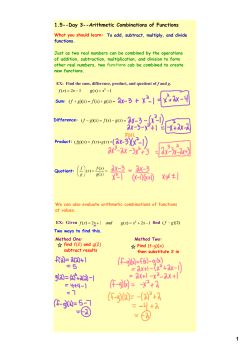 1.5--Day 3--Arithmetic Combinations of Functions