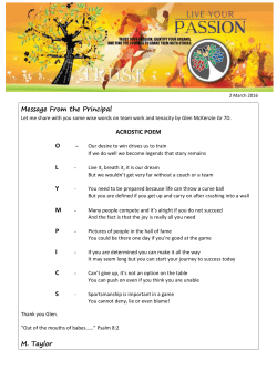Message From the Principal ACROSTIC POEM OLYMPICS M. Taylor