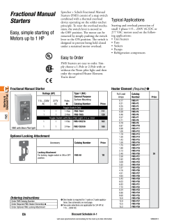 Fractional Manual Starters, 3/4 HP to 1 HP, 0.17 to 15 FLA