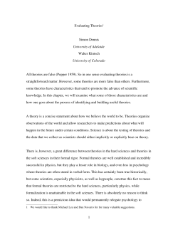 Evaluating Theories - About the Research and Interests of Dr. Simon