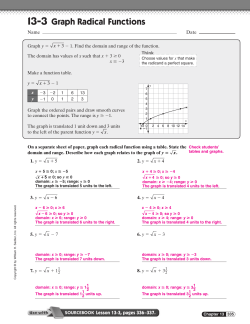 13-3 Graph Radical Functions