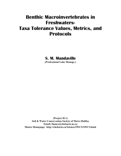 Benthic Macroinvertebrates in Freshwaters