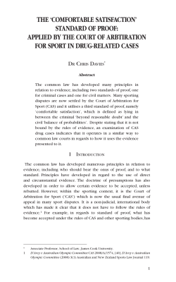 Davies, Chris --- "The `Comfortable Satisfaction` Standard of Proof