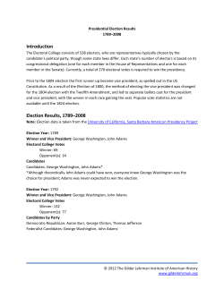 Introduction Election Results, 1789&ndash;2008