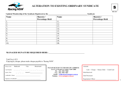 Alteration to Ordinary Syndicates